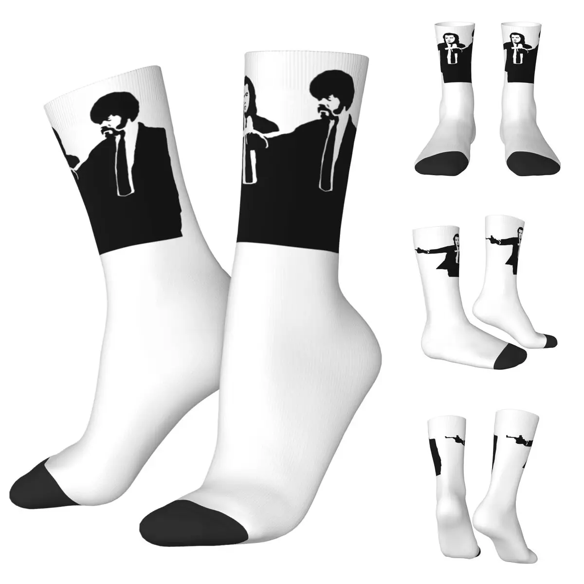 Elin-Chaussettes imprimées pour hommes et femmes, Chaussettes coupe-vent, Pulp Fiction Basketball 3, Applicable tout au long de l'année, IQUE fit Design, Cadeau