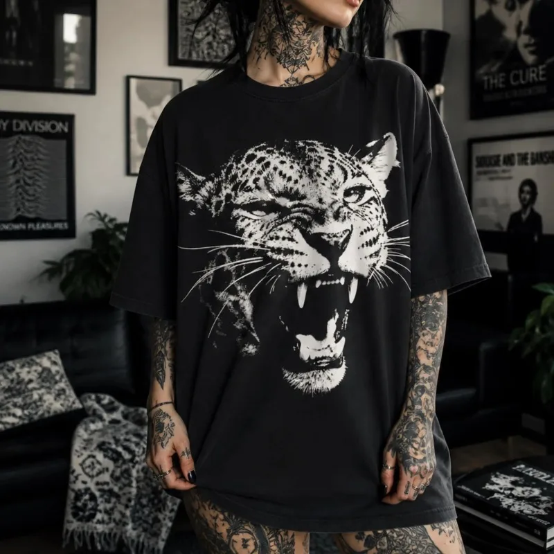 Roaring Jaguar T-Shirt, Wildcat Street Clothing Herren-T-Shirt Sommer Neuer Stil Unisex