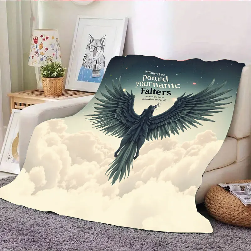 1pc flanellen deken "Angel Wings Cloudscape deken - inspirerend citaat, zachte, gezellige gooien voor woondecoratie"
