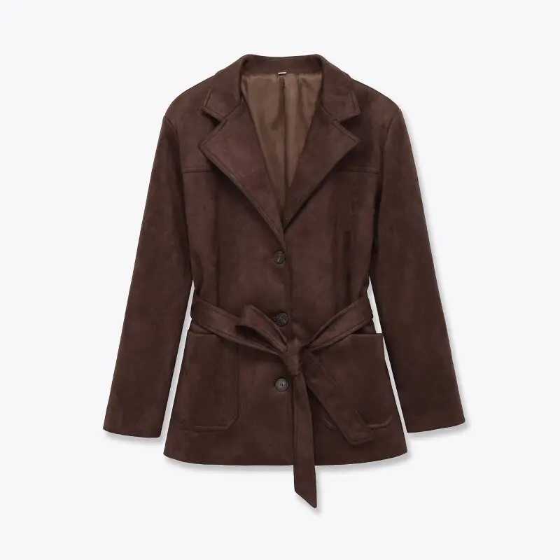 

Women’s Suede Warm Windbreaker Jacket - Fall Winter Casual Fashion Coat Outerwear