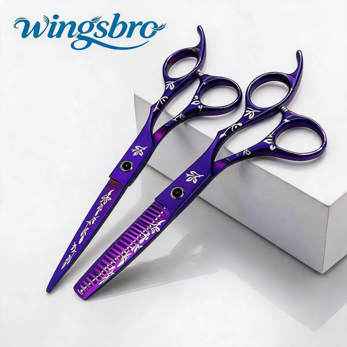 6.5'' Profession Hairdressing Scissor, Hair Cutting Tool, High-grade Blue Pattern Cut, Sharp Scissor Thinning Scissor for Barber