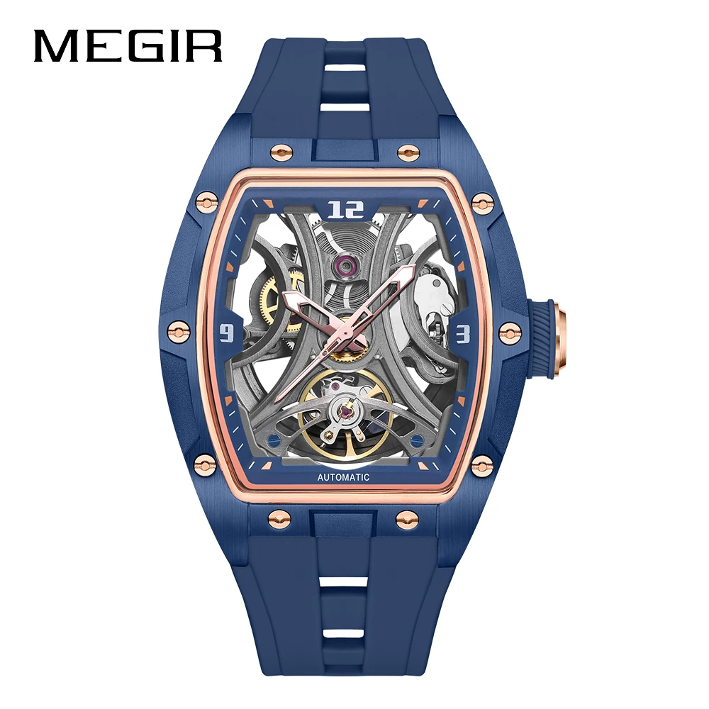MEGIR New Automatic Watch Men's Luxury Brand Waterproof Business Mechanical Watch Man Silicone Wristwatch Male Clock