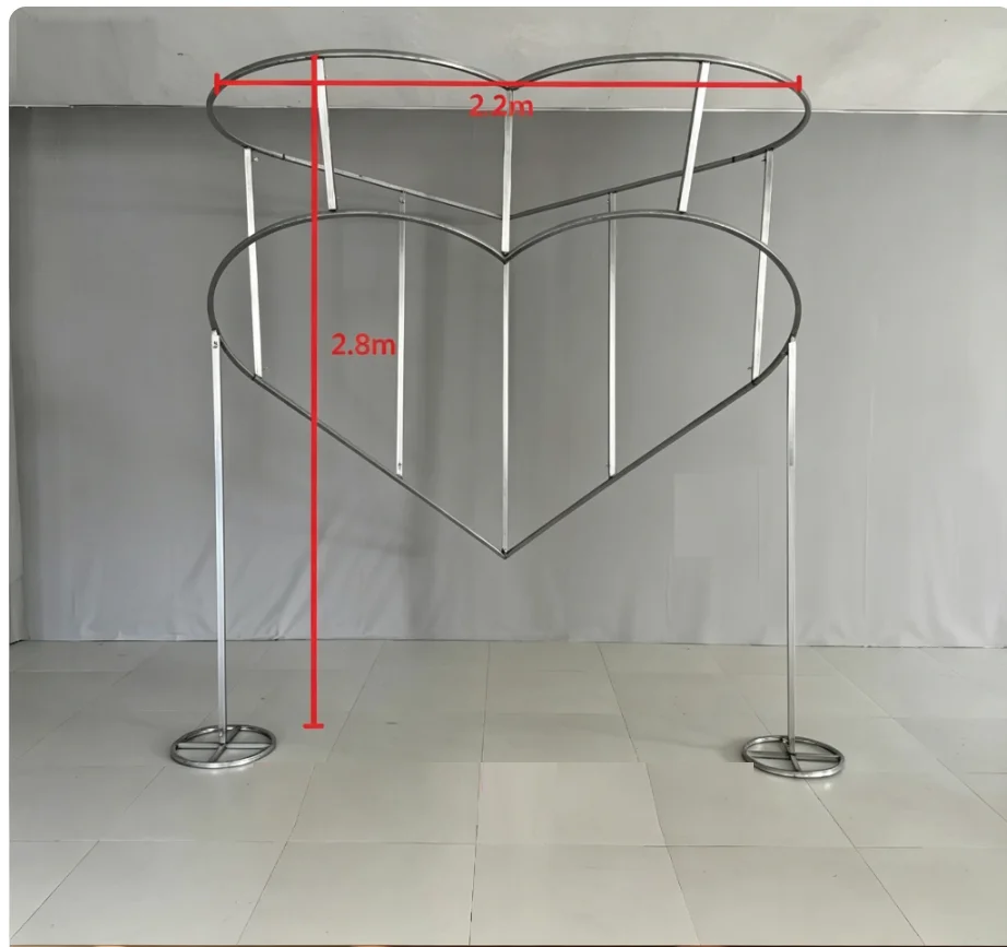 1 Stück Doppelt Ineinandergreifender Herzförmiger Metall-Hochzeitsbogen-Ständer, Herzförmiger Hintergrundrahmen für Hochzeit, Verlobung, Geburtstagsfeier, Babyparty – Detail 7