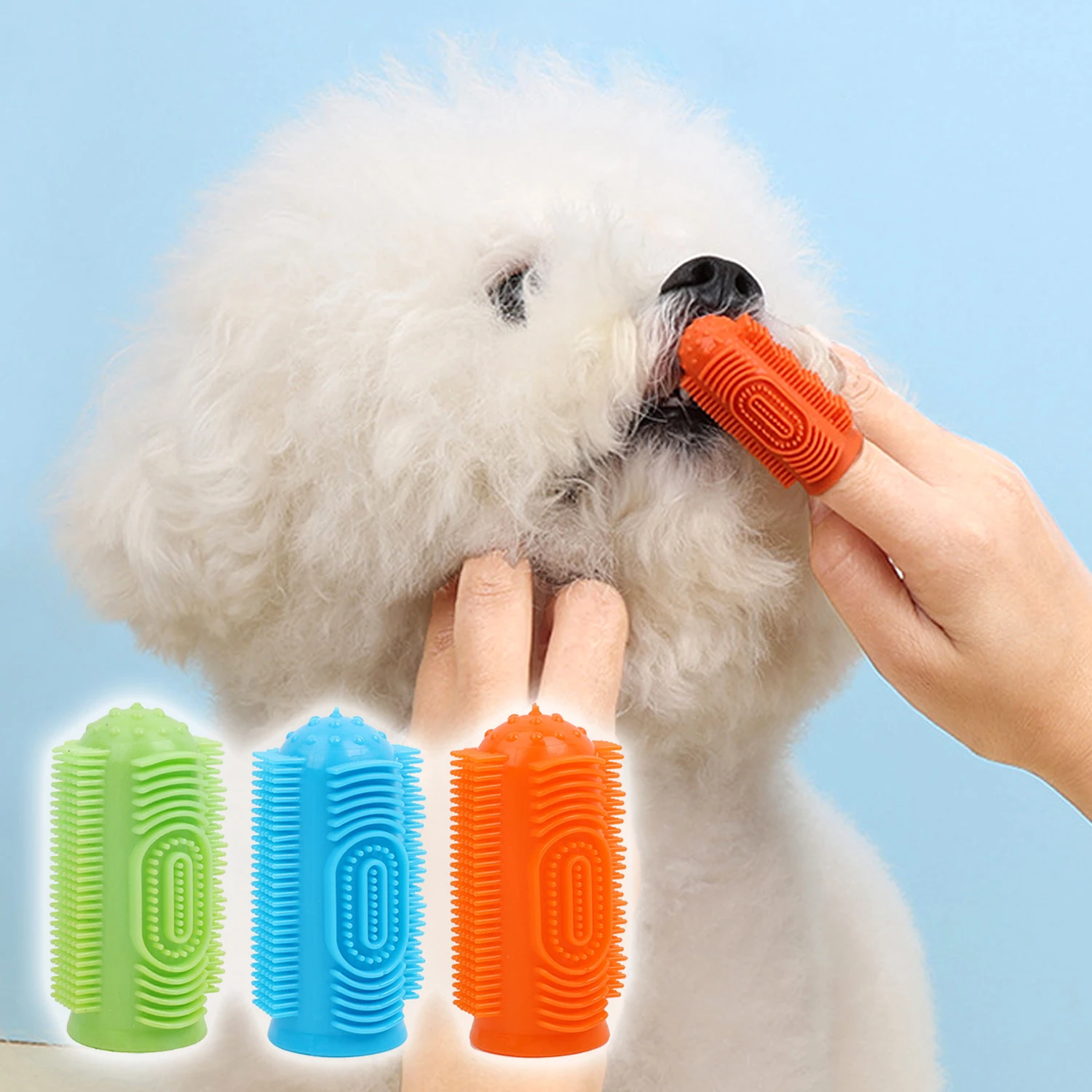 10pcs Dog Toothbrush Dog Teeth Cleaning Soft Hair Puppy Tooth Brush Silicone Dogs Toothbrush Dogs Mouth Cleaning Brushes