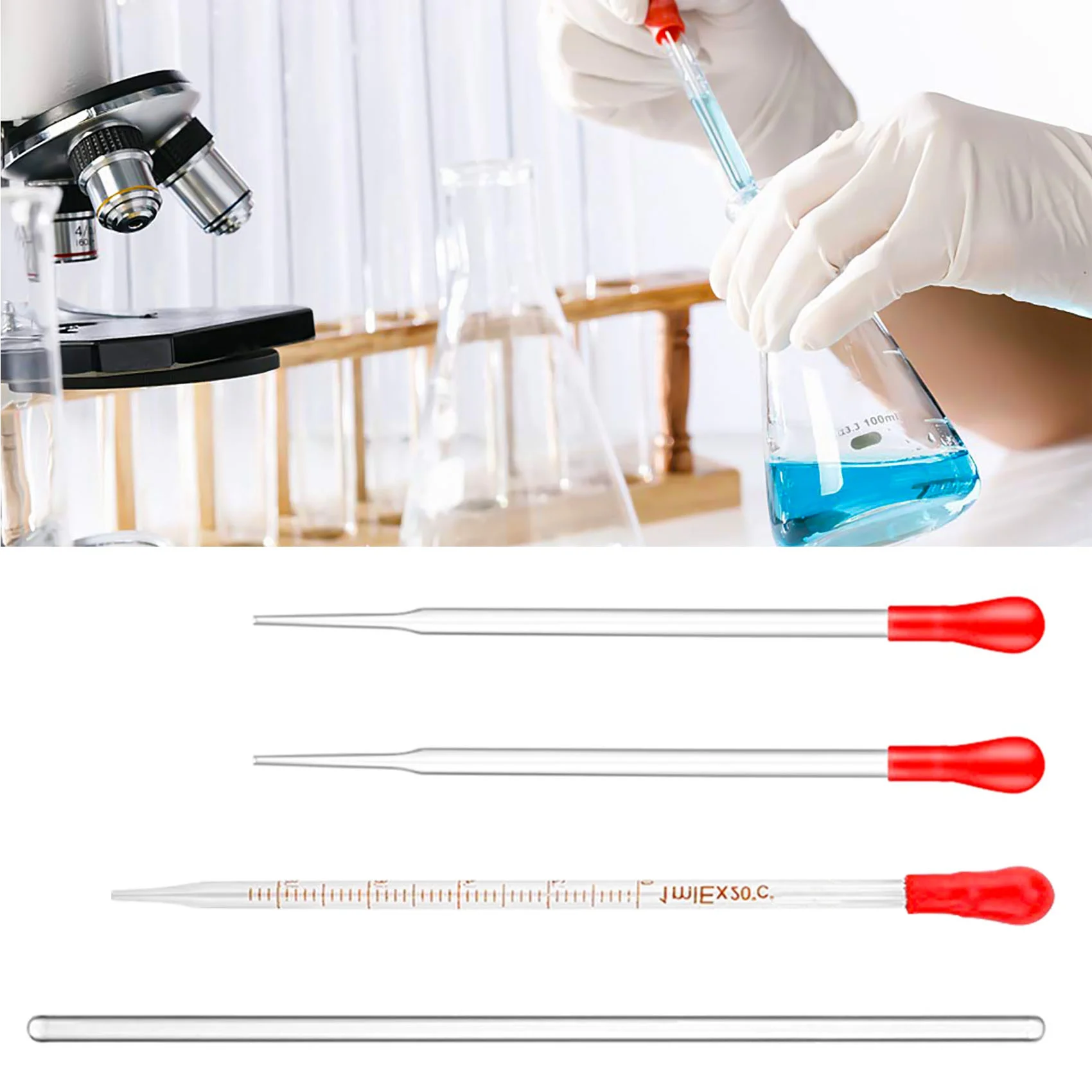 ABBQ SALE Glass Graduated Measuring Cylinders Set,Premium Borosilicate Cylinders Kit with 3 Pipettes+2 Brushes+1 Stirring Rod