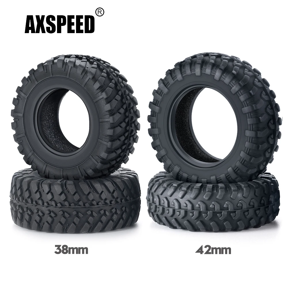 AXSPEED 4 sztuk Beadlock miękkie gumowe opony opony z wkładką pianki do Kyosho Jimny 1/18 gąsienica RC Model ciężarówki części zamienne