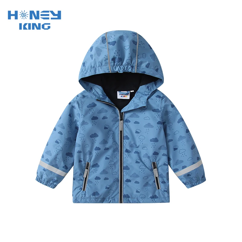 HONEYKING Waterproof Softshell Jacket for Kids Hooded Fleece Outerwear Baby Toddler Rain Coat Children's Clothing for Girls