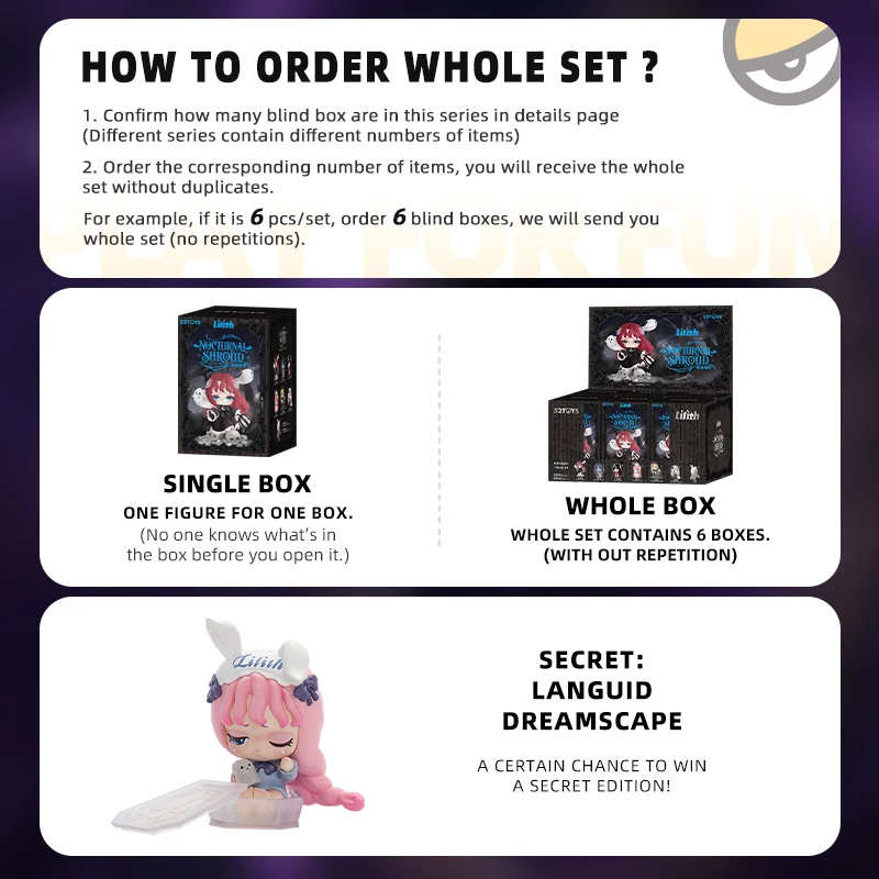 52TOYS Blind Box Lilith-Nocturnal Shroud Kawaii Anime Action Figure Cartoon Model Surprise Box Mystery Box view 5