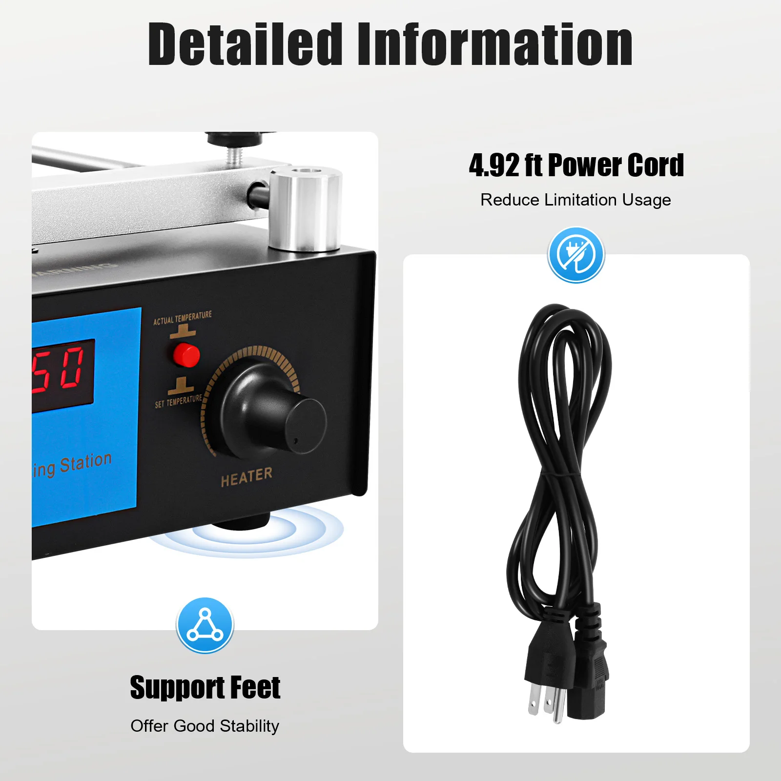 YIHUA 853A BGA IR سخان مسبق بالأشعة تحت الحمراء لوح تسخين إلكتروني محطة إعادة العمل 110/220 فولت 450 وات #2