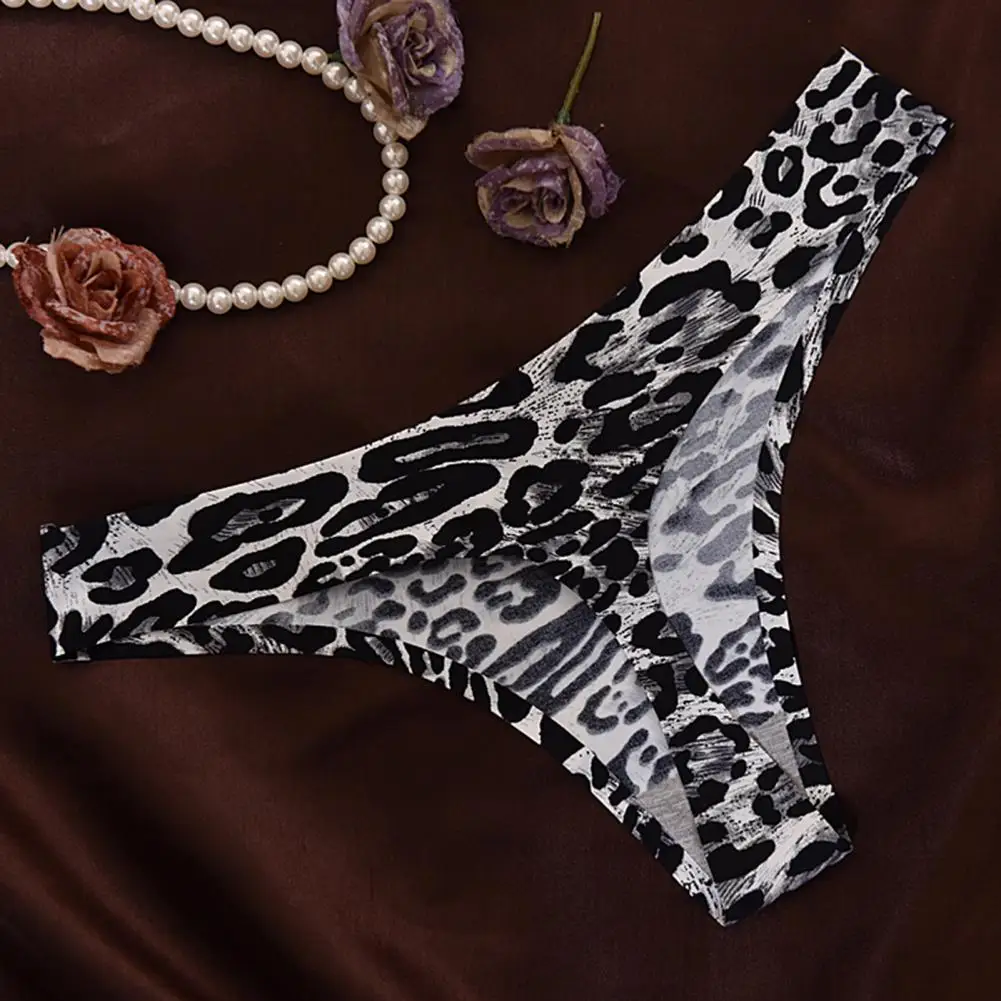 Nowe bezszwowe bielizna seksowne stringi damskie Leopard wzór wężowy G String Ice moda sportowa gorące brazylijskie figi