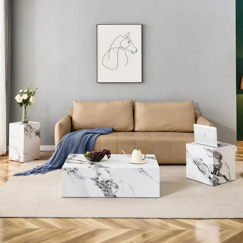 

3 Pieces Living Room Sets Coffee Table, Side Table, End Tables for Apartment, Home Office, Small Space, Easy Assembly