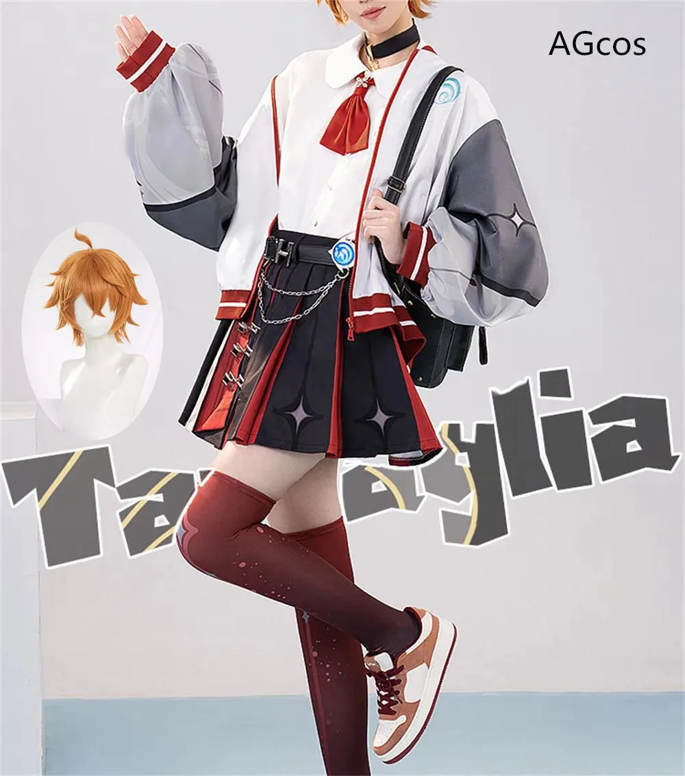 

AGCOS Game Genshin Impact Doujin Tartaglia Cosplay Costume Daily Suits Female JK Coat+Shirt+Skirt Cosplay Suits