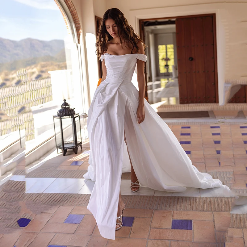 

Eightree Formal A-Line Wedding Dresses Off The Shoulder Sleeveless Wedding Ball Gowns Women Bridal Ball Prom Dress Customized