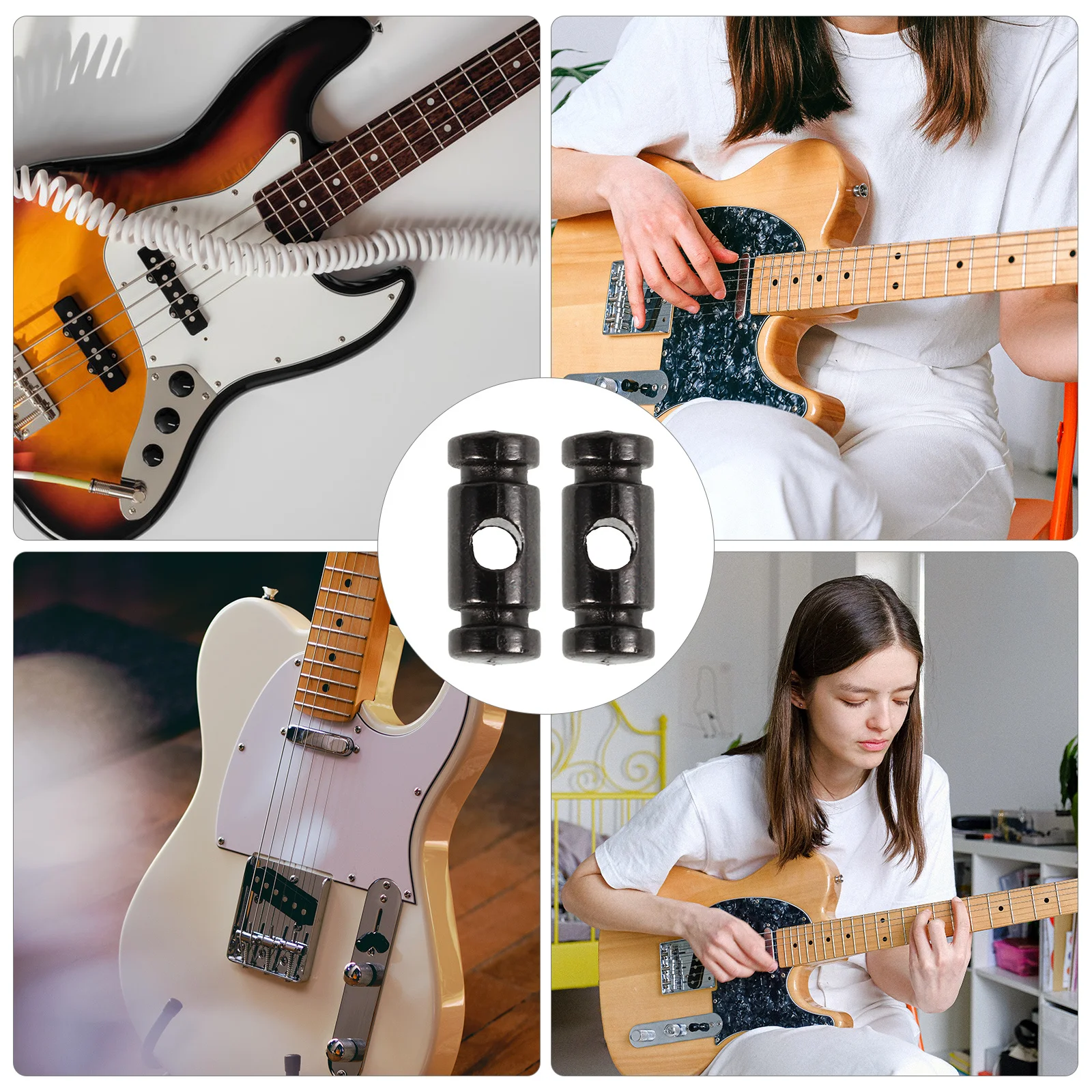 

2Pcs Electric Guitar String Buckle Locking Fixer Black Stabilizing Maintenance With String Guide And Secure Lock For Various