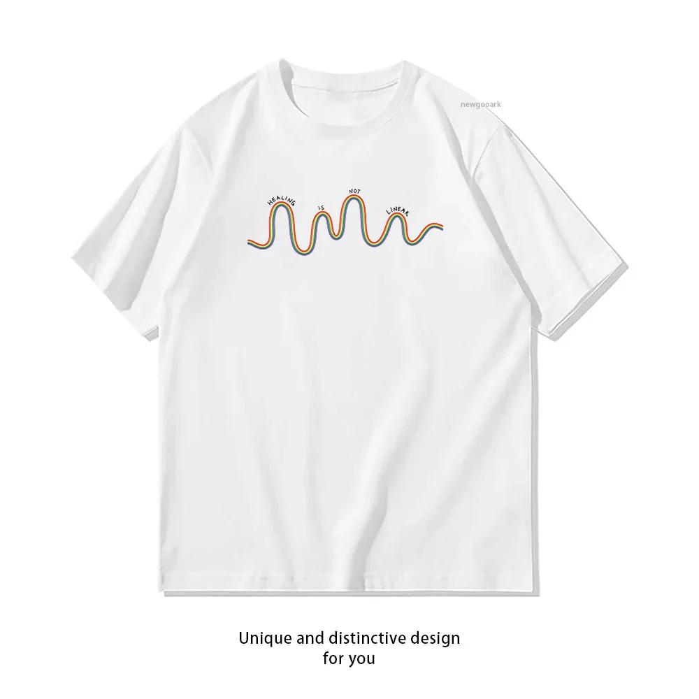 Healing Is Not Linear t-shirt woman man Summer fashion Casual cotton printed t shirts O-neck Short-sleev Creative Gift tee
