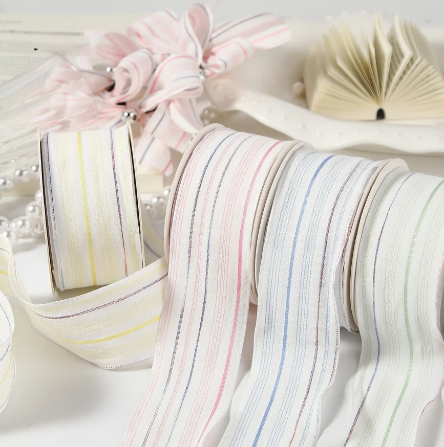 Sparkling Thread Color Matching Striped Ribbon 25MM 40MM Children's Hair Clip DIY Handmade Bow Making Home Clothing Accessories