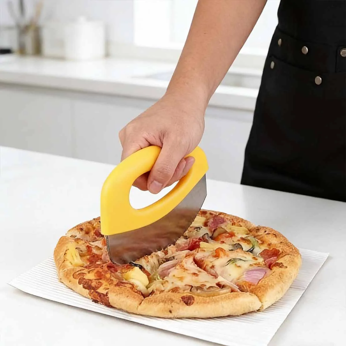 Cortador circular, cortador de pizza, cortador de queso y vainilla, cuchillo rebanador multifuncional, herramienta para hornear, 1 ud.