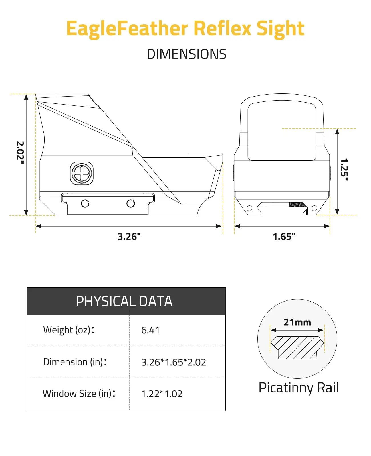 EagleFeather Multi-Reticle Red Dot 2 MOA Dot 65 MOA Lingkaran Terbuka Refleks Penglihatan Gerak Terjaga Tahan Guncangan Red Dot Sight Picatinny
