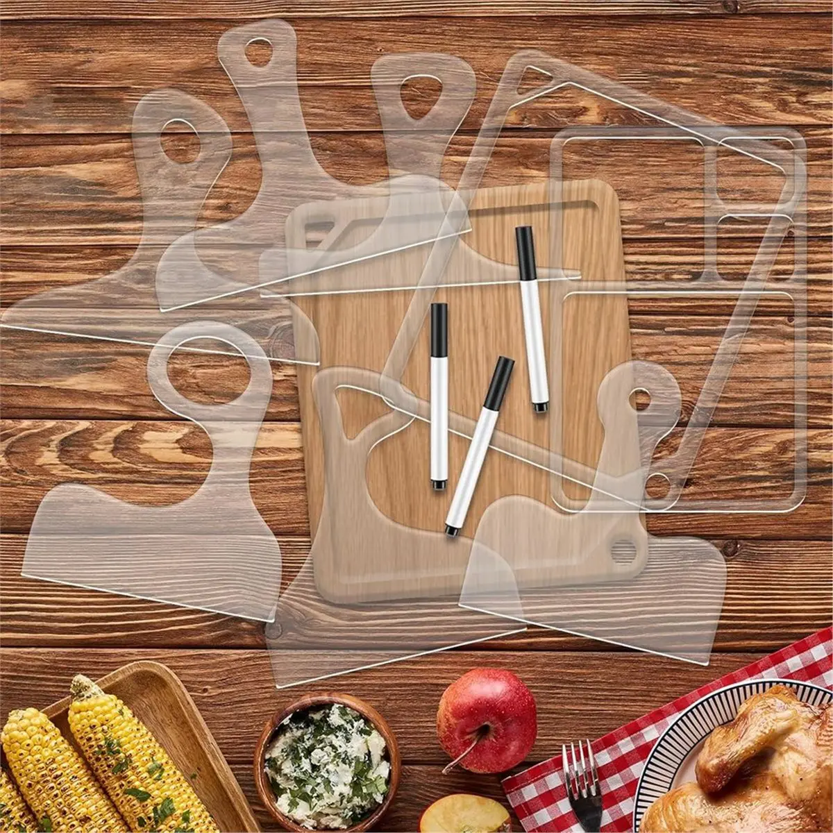 A77K Router Templates for Woodworking,Acrylic Charcuterie Board Handle Template Angled Curvy Tracing Stencils Cut Guide Tools