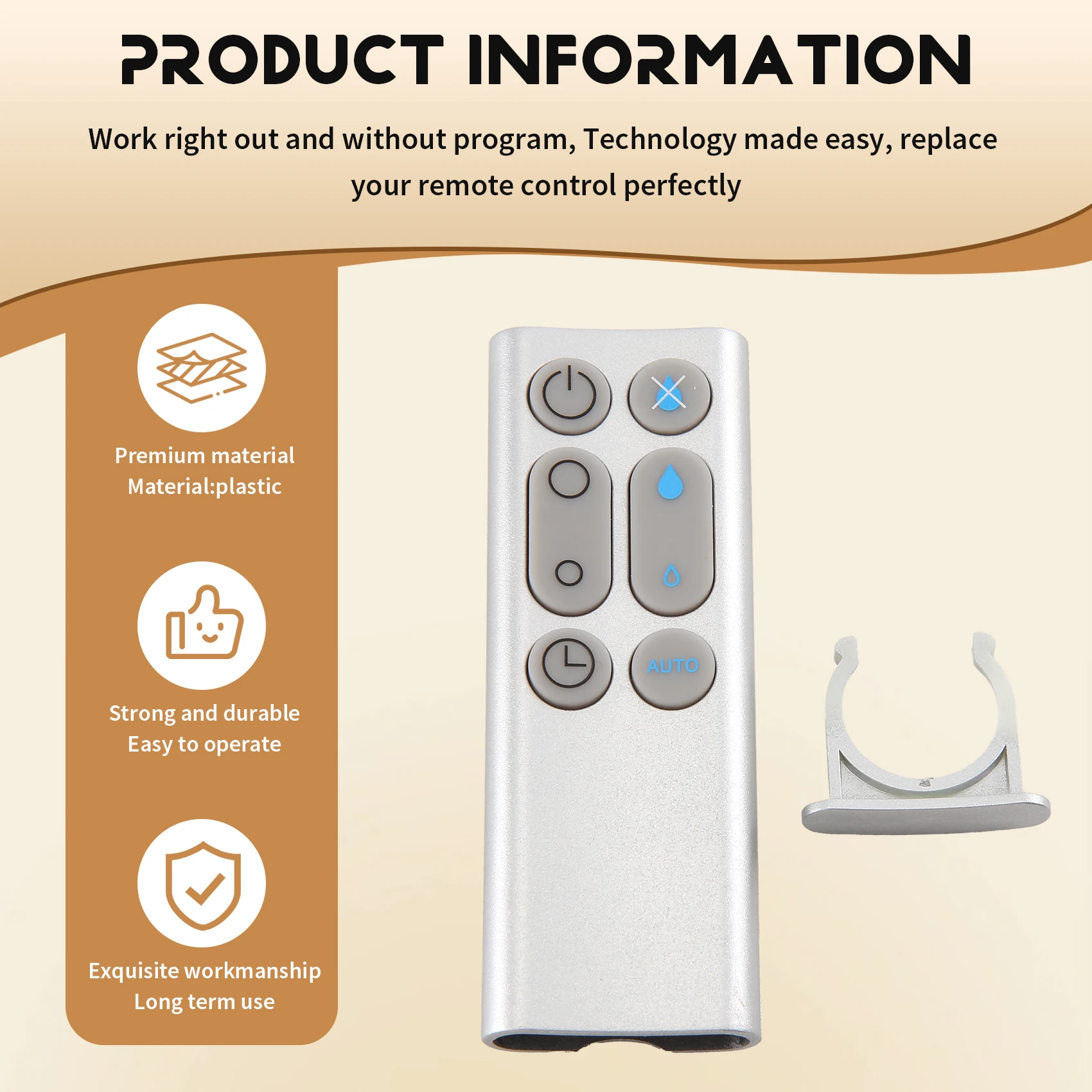 Mando a distancia de repuesto para ventilador humidificador Dyson AM10, purificador de aire, color plateado