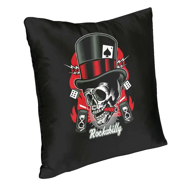 Rockabilly Rock Skull Retro Classic Rock And Roll Bikers Pillow Case Home Decor Cushions Throw Pillow Car Double-sided Printing