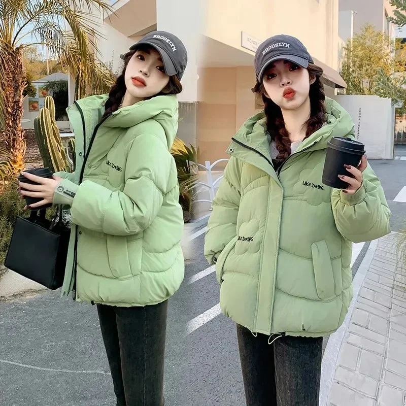 Women's Down Cotton Coats 2025 New Hooded Tops Short Parkas Winter Korean Loose Warm Outercoat Female Bread Waterproof Jackets