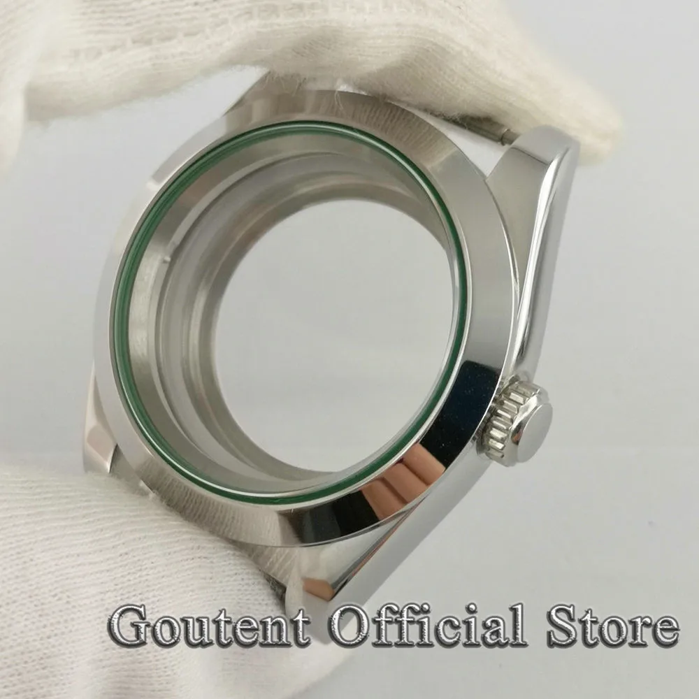 36mm/39mm Silver Sapphire Watch Case Green Glass Gasket For NH35 NH36,MIYOTA8215/821A,2813 3804,ETA 2836 2824 Movement