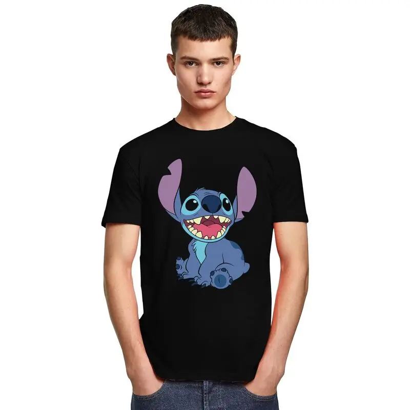 Stitch Anime T Shirt Men Pure Cotton Tshirt Leisure Tee Tops Short Sleeved T-shirt Slim Fit Clothing