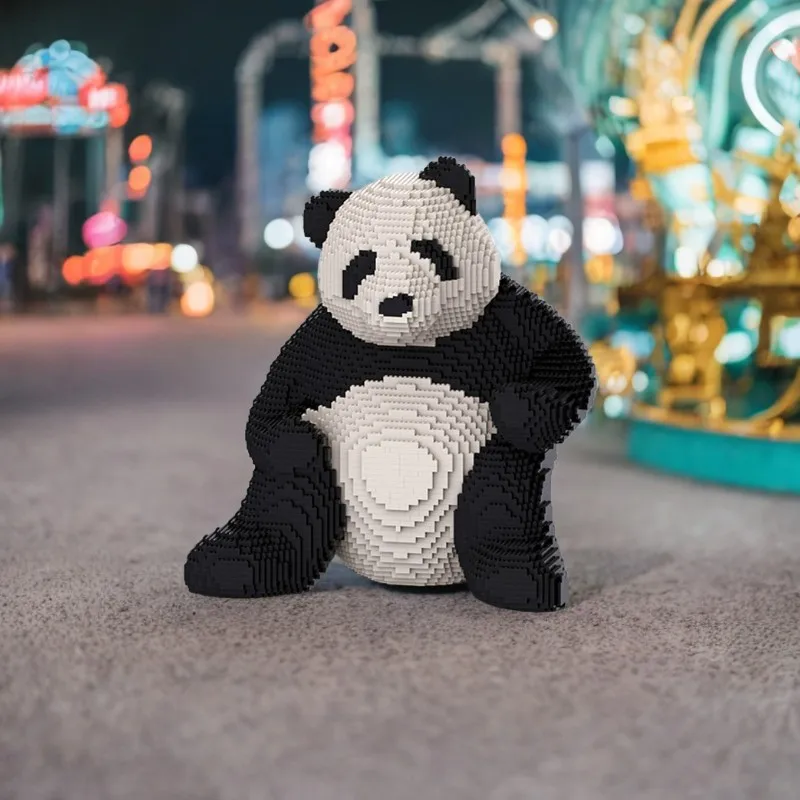 5749PCS MOC 팬더 귀여운 곰 인형 야생 동물 동물 모델 DIY 모델 빌딩 블록 생일 장난감 선물