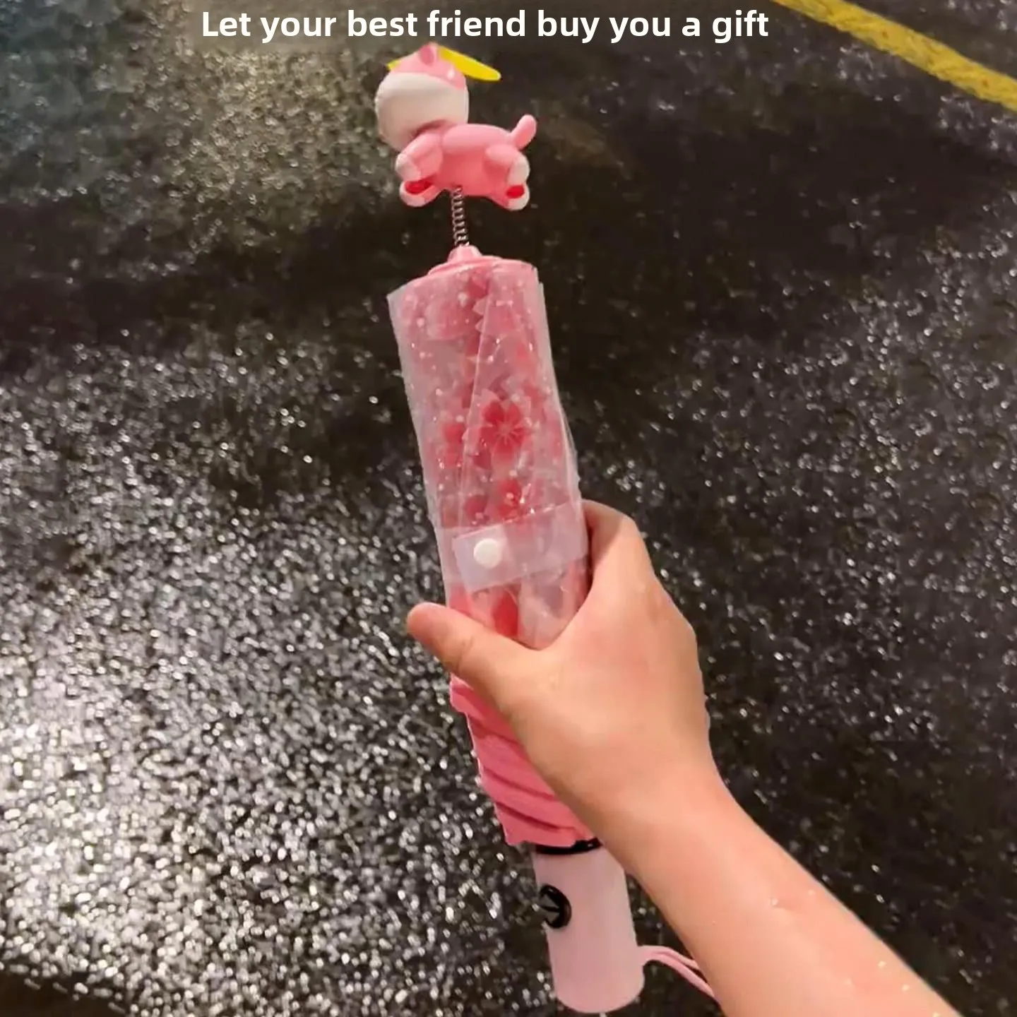 Thickened Transparent Automatic Umbrella for Girls School Use Sakura Design High Aesthetic Value Reinforced Large Size Umbrella