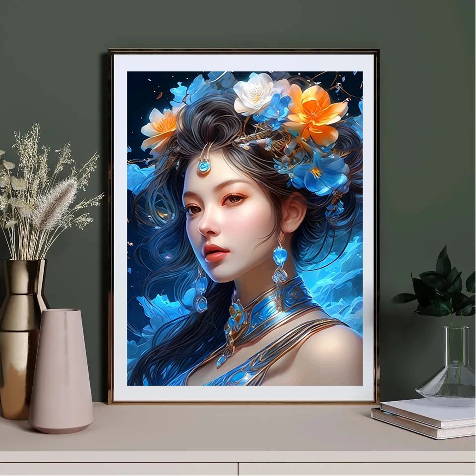 Beautiful Flower Woman DIY All Diamond Painting Abstract and Elegant Girl Cross Embroidery Diamond Mosaic Embroidery Decoration