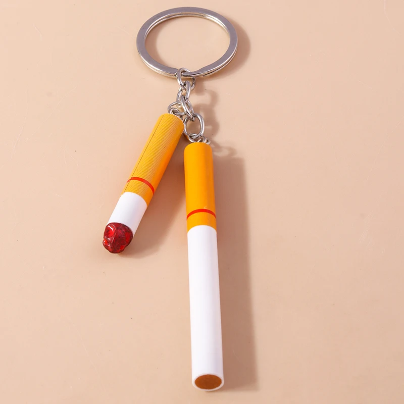 Creative Funny Simulation Cigarette Keychain for Car Key Women Men Handbag Pendant Keyrings DIY Jewelry Accessories