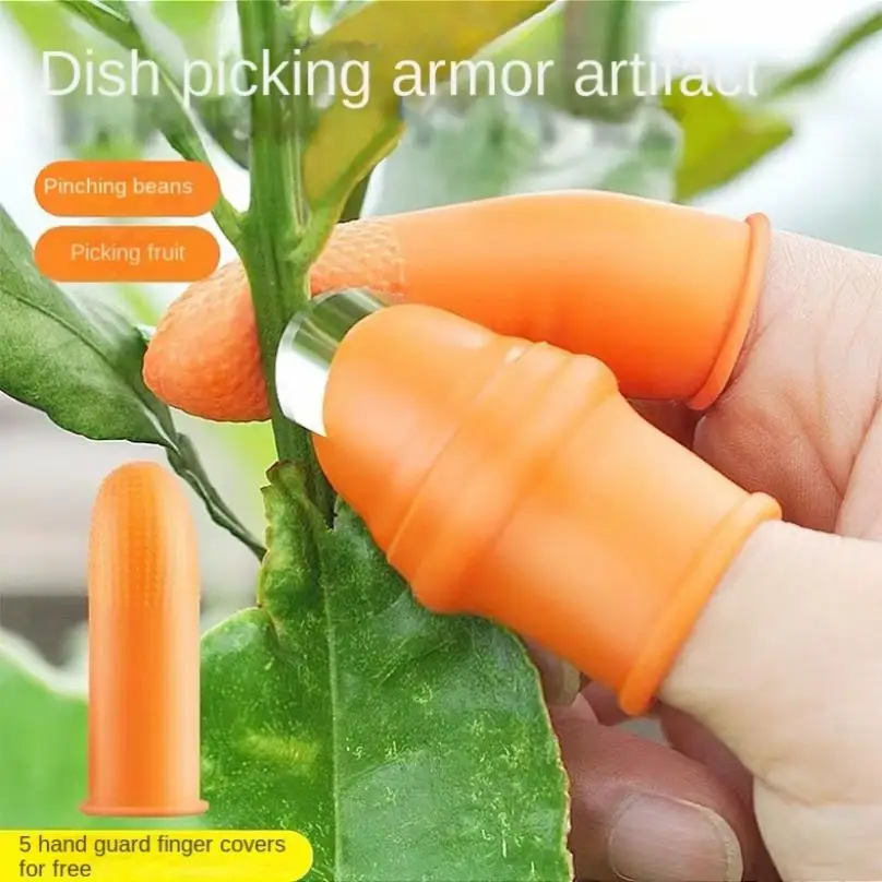6 stücke Mangan Stahl Daumen Cutter Set Obst Picker Pflücken Gemüse Daumen Finger Ernte Messer Garten Liefert Werkzeuge