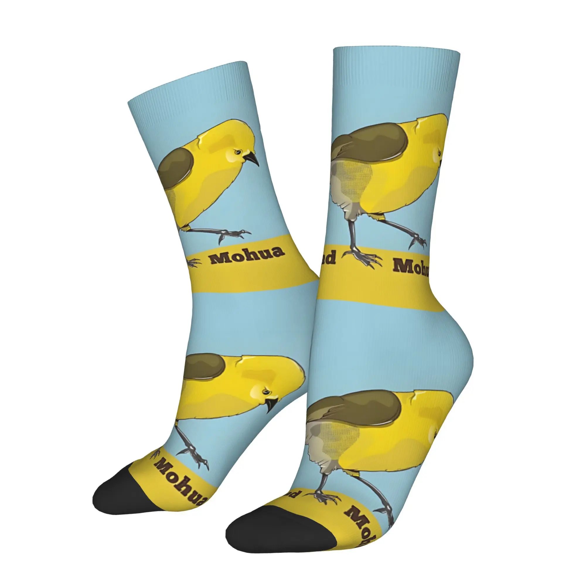 1pc Yellowhead Nz Bird Mohua Printed Men's Socks  Novelty Hip Hop Harajuku Pattern Crew Sock Casual Gift