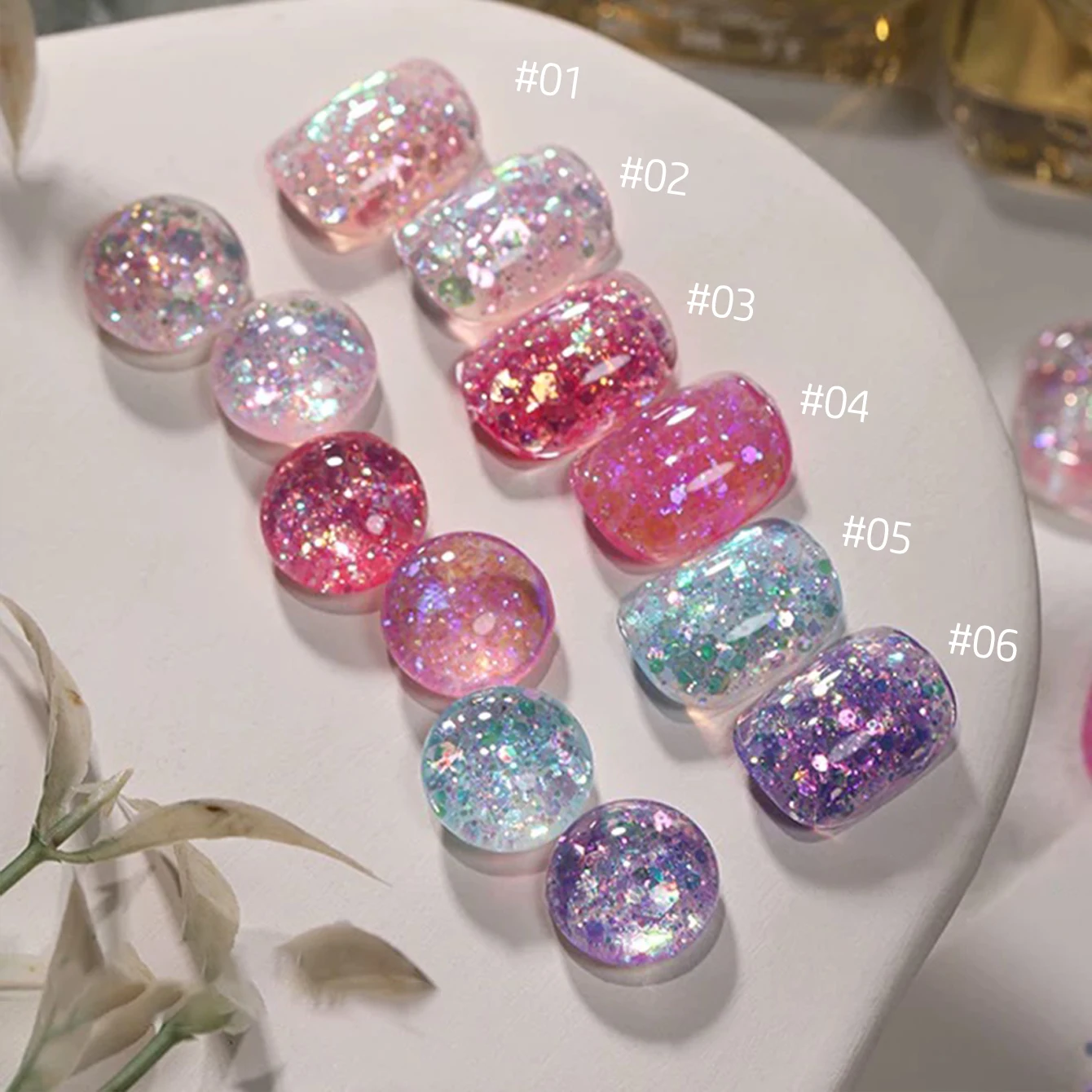 Deer-like Nail Polish Pink Nails Strobe Sequins Whitening Glitter Gel Nail Polish Super Flash Irregular Sequin Nail Art 1-12PCS