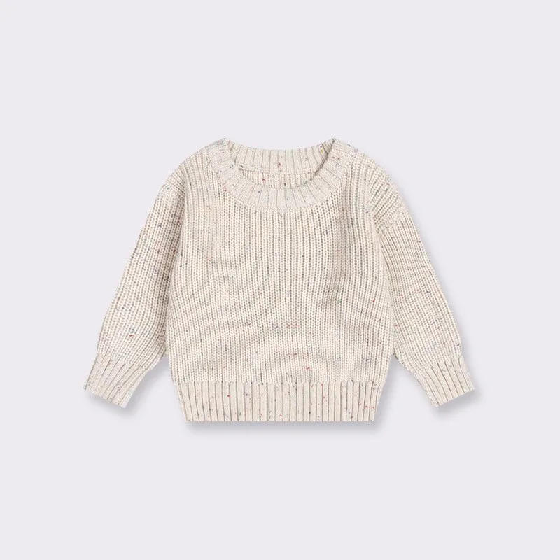 Fashion Baby Girl Boy Customized Letter Embroidery Cotton Sweater Infant Toddler Child Knitted Pullover Top Baby Clothes 0-7Y