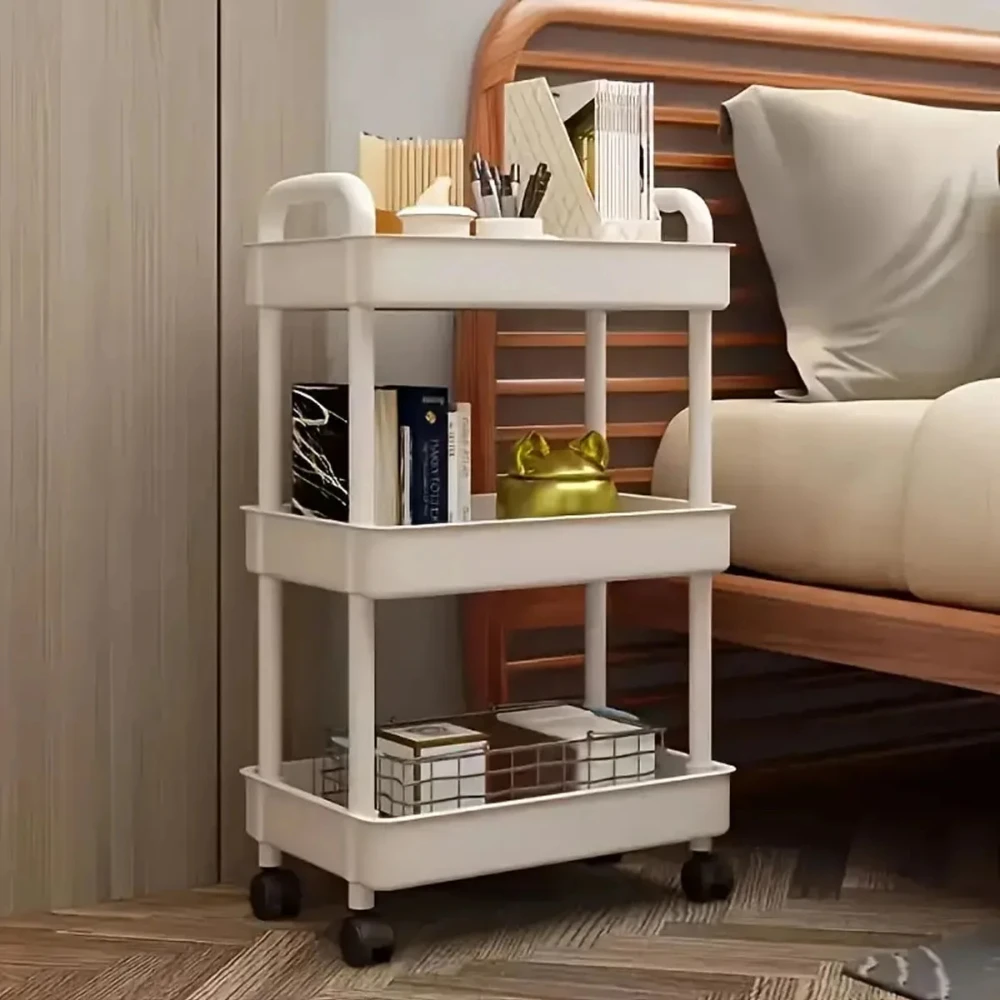 Mobile Trolley Organizer Bedroom Bookshelf with Wheels Household Multi-Layer Storage Rack Kitchen Multifunctional Cart Organizer