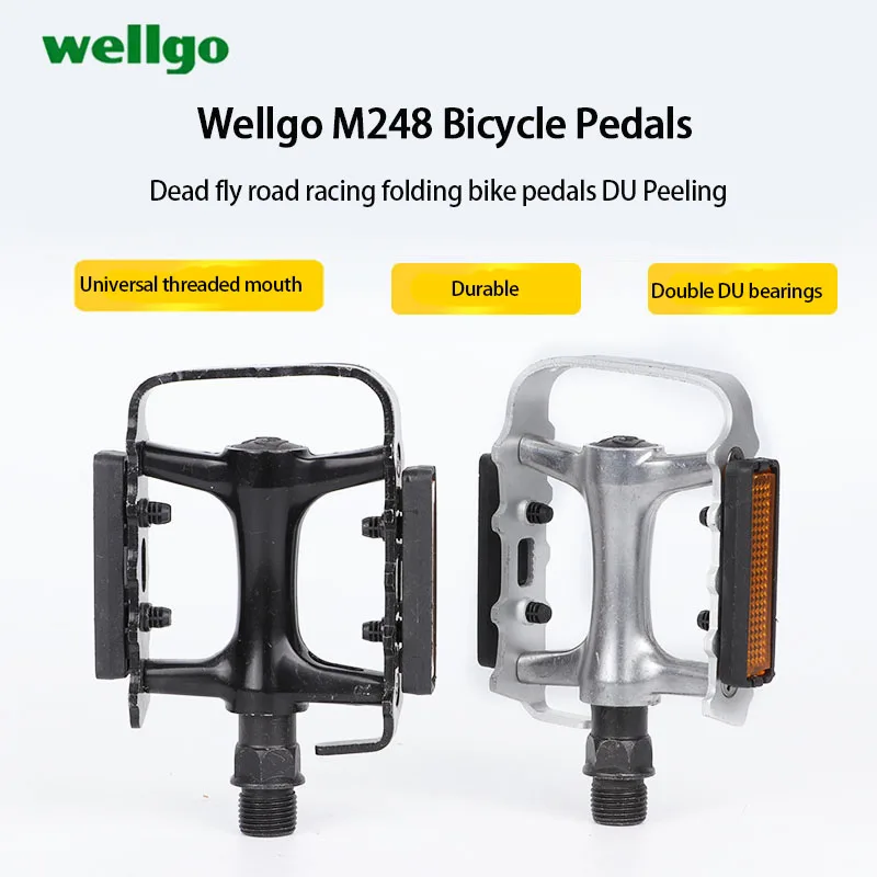 WELLGO M248 MTB Pedals Aluminum road bike non-slip ultra-light pedals  Racing Folding Bike DU Perlin Bearing Threaded Pedals