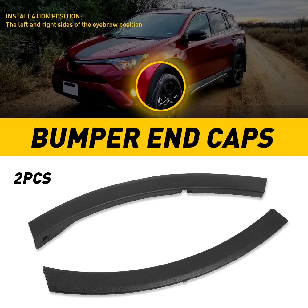 2Pcs Car Front Bumper Wheel Fender Molding Trim Eyebrow Protector for Toyota RAV4 2016 2017 2018 521120R050 TO1291108 521130R050