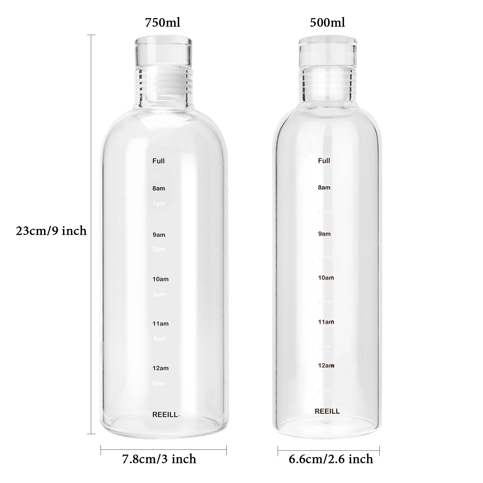 750ml Large Capacity Glass Water Bottle With Time Marker Cover For Water Drink Transparent Milk Juice Simple Cup Birthday Gift