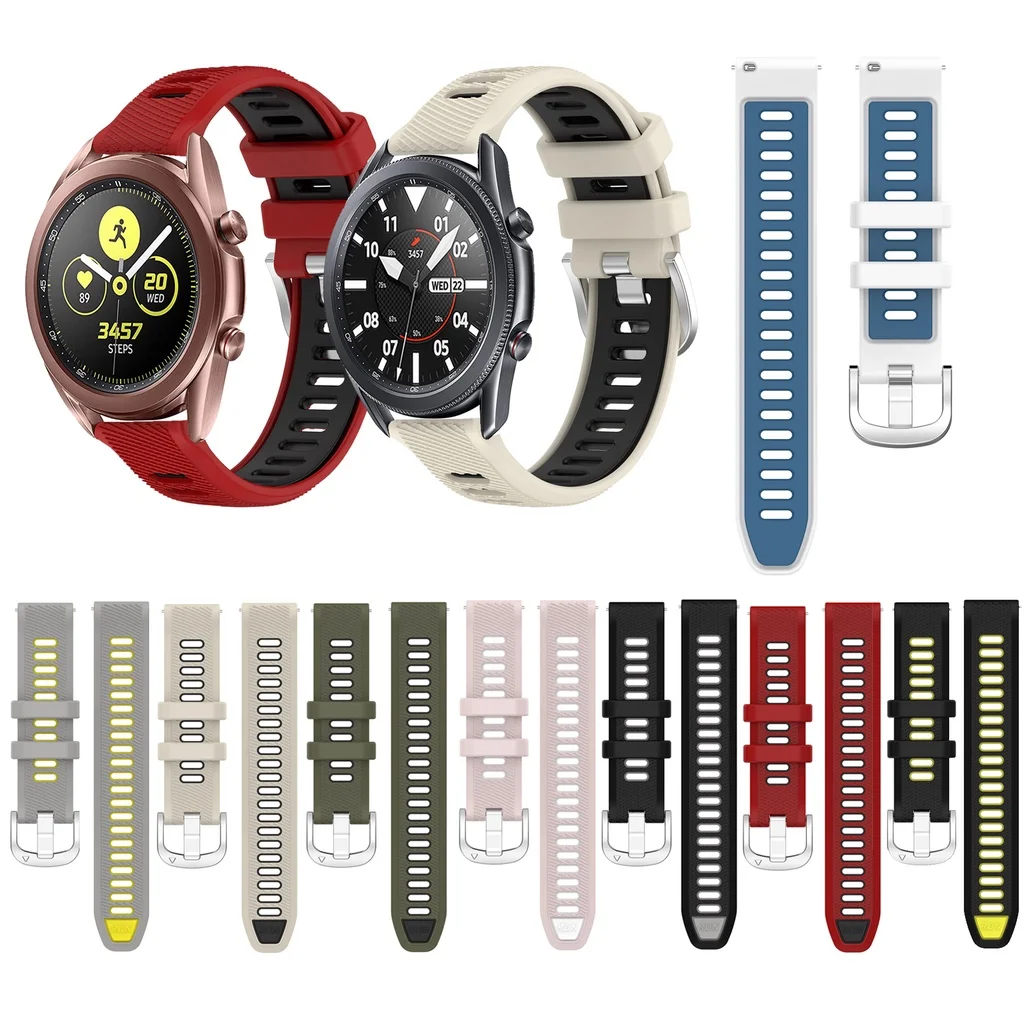 

20mm 22mm Silicone Strap For Samsung Galaxy watch 3 41mm 45mm Watch 42mm 46mm Frontier Gear S3 WristBand Sport Bracelet Band