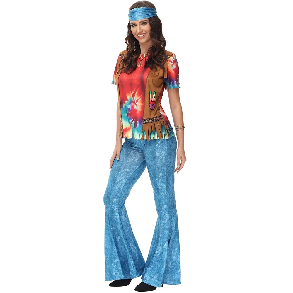 70s Hippie Costume Womens Disco Costume Vintage Rock Disco Music Festival Cosplay Hippie Hip-hop Performance Costumes