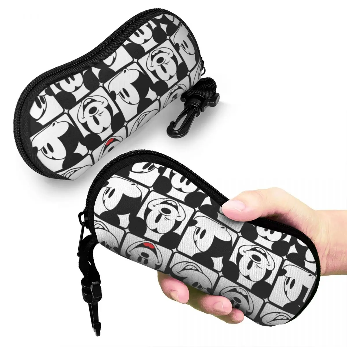 Mickey Mouse Grid Pattern Glasses Case Printing Sunglasses Protector Anti-Pressure Eyewear Container