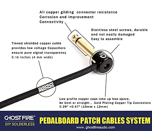 Ghost Fire SP-02 DIY Solderless Pedalboard Cable Kit for Guitar Effects & Pedal Board, with Cutter, Bolt Driver