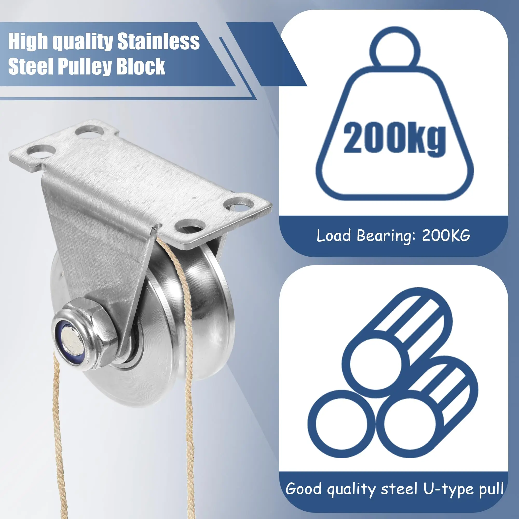 2pcs set Stainless Steel Pulley Block Exquisite Craft And Rustproof Block For Smooth Line Sliding