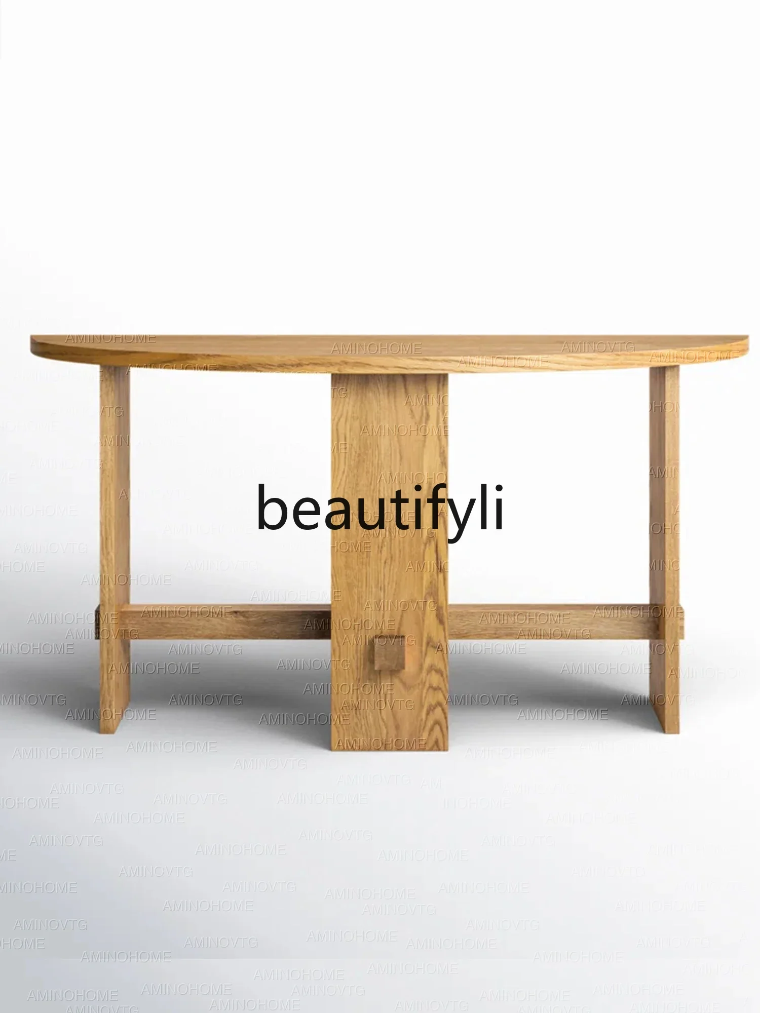 yj57 Retro solid wood entrance table Solid wood entry is opposite the entrance table Coffee tableSuper narrow semicircular decor