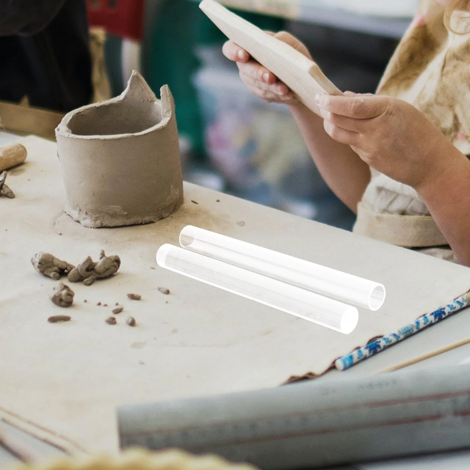 

4pcs Clay Rolling Pin Food Grade Ergonomic Easy Storage Reusable Polymer Acrylic Shaping Dough Modeling Craft Art Tools Pottery