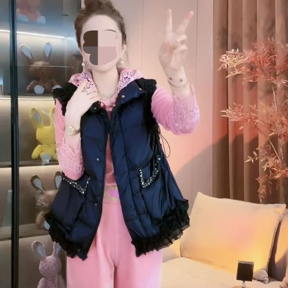 

2025 New Women's down Cotton Vest Faionable Loose Outerwear Spring Autumn Winter Korean Sle Jaet Single Button Closure