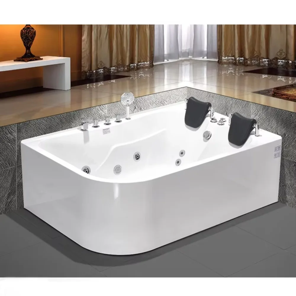 High quality white bathroom pillow bath tub whirlpool massage large Jacuzzi for 2 people