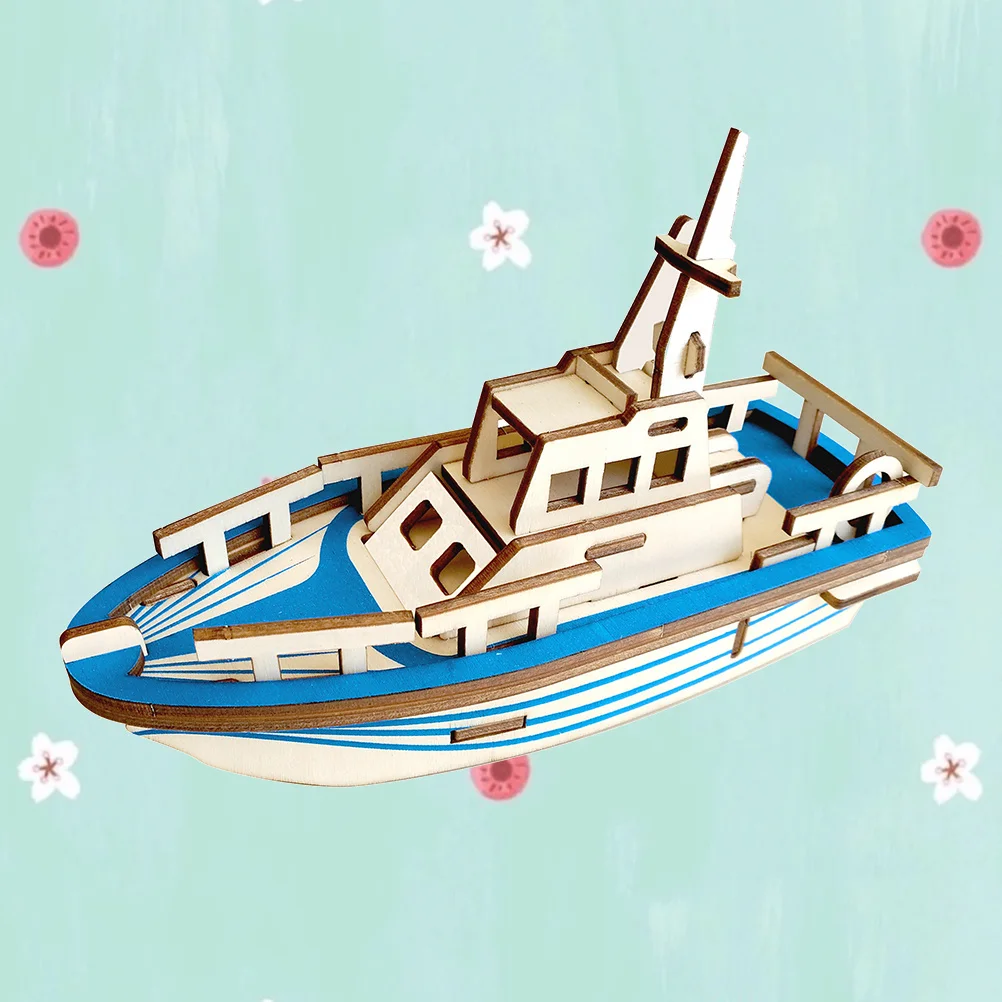 3D Wooden Puzzle Life Boat Kit Educational Diy For Kids Children Eco-Friendly Safe Material Hand-Eye Coordination